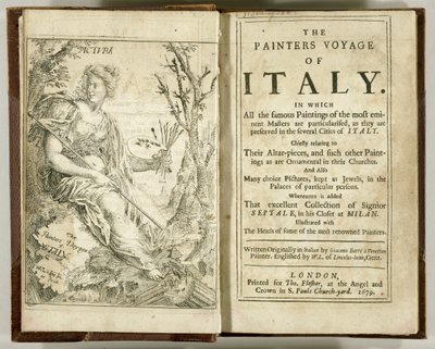 Pagina del titolo da Il viaggio dei pittori in Italia... di Giacomo Barri, 1679 da William Lodge